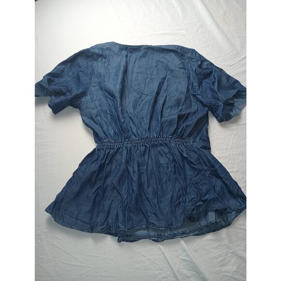 Inner Circle Women Chambray Wrap Top Women Size Large - Picture 5 of 5
